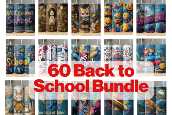 60 Back to School Tumbler PNG Bundle: A Creative Solution for Customized Tumbler Designs