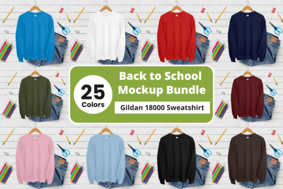 Back to School Gildan 18000 Mockup Pack: The Ultimate Design Tool for T-Shirt Creators
