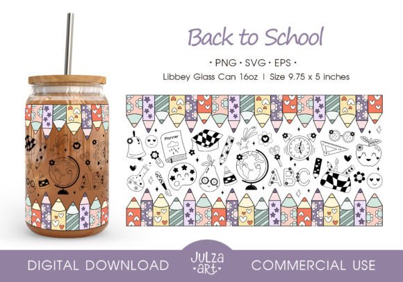 Back to School Glass Can Wrap PNG SVG: A Creative Solution for Personalized Canned Goods