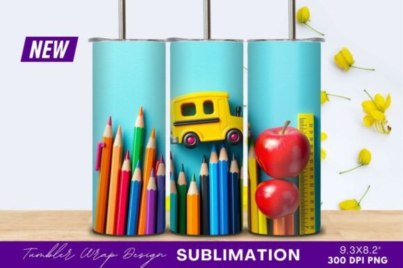 Back to School Supplies on Blue Tumbler: A Creative and Practical Resource for Educators and Designers