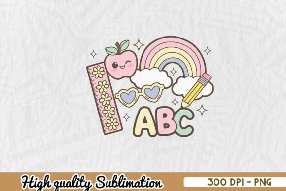Retro Back to School Rainbow PNG